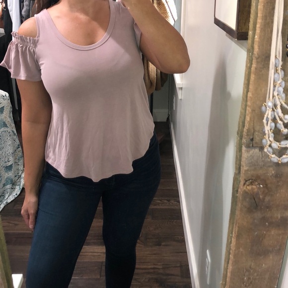 Sienna Sky small dusty rose cold shoulder top - Picture 1 of 4